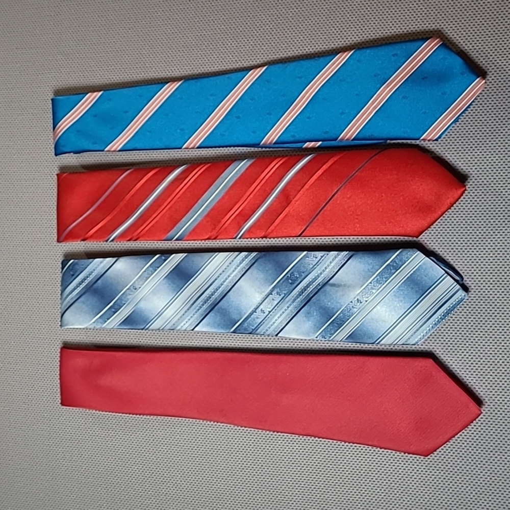 Austin Manor Oleg Cassini Envoy Etienne Aigner Red Blue Polyester Necktie Lot